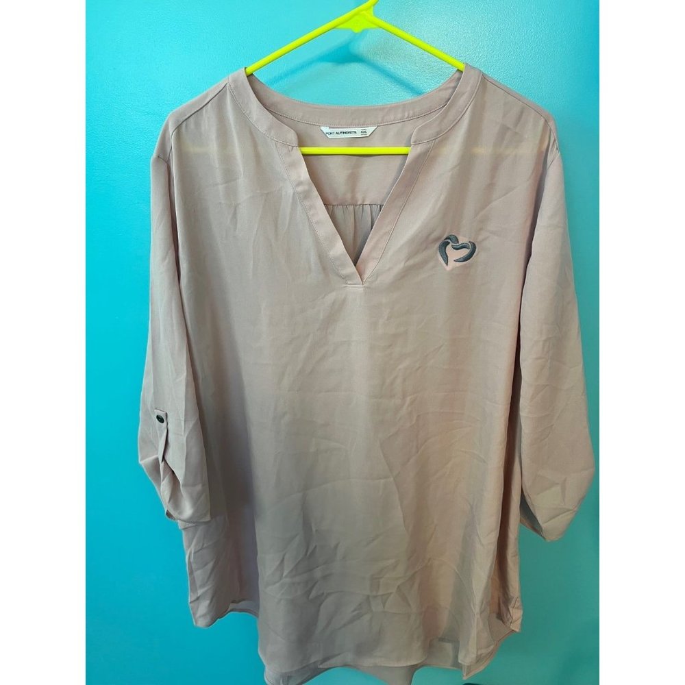 Pure Romance Light Dusty Pink Blouse flowy Shirt Silver Heart Womens size 2x